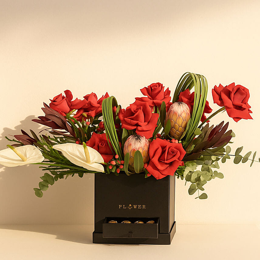Radiant Roses and Anthurium: 