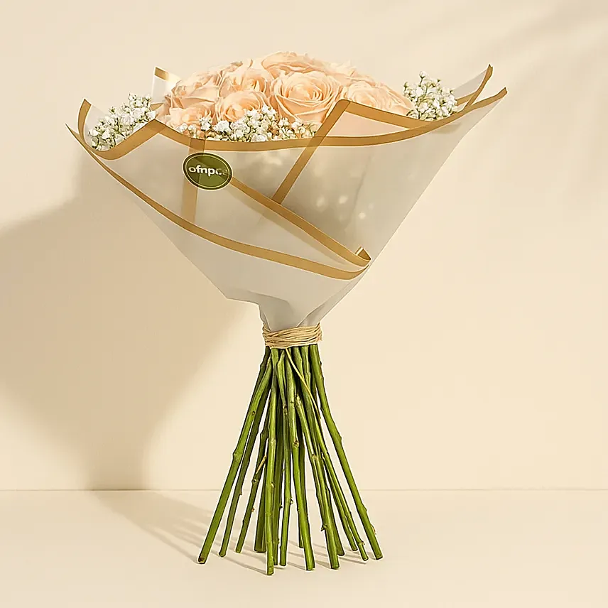 Fresh Peach Color 20 Roses Bouquet: Send Gifts for Him To Qatar