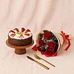 Red Roses & Black Forest Cake Half Kgs