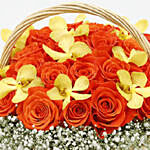 Basket Of Orange Roses