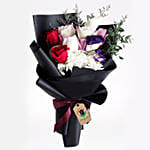 Black Wrap Mixed Flower Bouquet