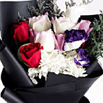 Black Wrap Mixed Flower Bouquet