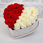 Half Red & White Roses Box