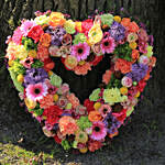 Mixed Flowers Heart Shaped Arrangement