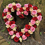 Mixed Roses Heart Shaped Arrangement