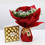 Red Roses Bunch & Ferrero Rocher