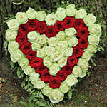 Red & White Roses Heart Shaped Arrangement