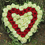 Red & White Roses Heart Shaped Arrangement