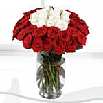 White & Red Roses Vase- Deluxe