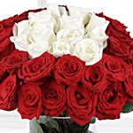 White & Red Roses Vase- Deluxe