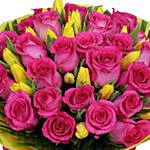 Yellow Tulips & Pink Roses Bouquet- Deluxe