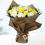Yellow & White Roses Bouquet- Premium