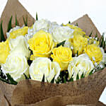 Yellow & White Roses Bouquet- Premium