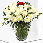 1 Red & 59 White Roses Vase