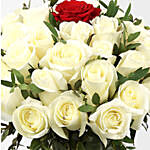 1 Red & 59 White Roses Vase