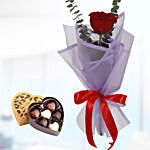 6 Red Roses Purple Wrap & Godiva Chocolates