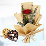 12 Red Roses Paper Wrap & Godiva Chocolates