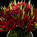 30 Red Roses & Tulips Vase