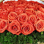 30 Stems Orange Roses Basket