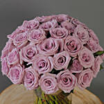 30 Stems Purple Roses Vase