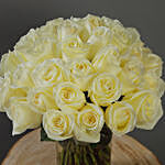 30 Stems White Roses Vase