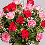 35 Pink & Red Roses Vase