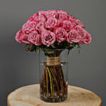 40 Stems Deep Purple Roses Vase