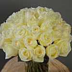 40 Stems White Roses Vase