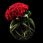 40 Stunning Red Roses Vase
