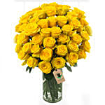 50 Bright Yellow Roses Vase