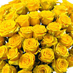 50 Bright Yellow Roses Vase