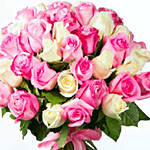 50 Pink & White Roses Bunch