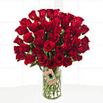 50 Romantic Red Roses Vase