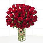 50 Romantic Red Roses Vase