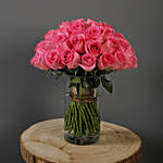 50 Stems Pink Roses Vase