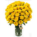 55 Bright Yellow Roses Vase