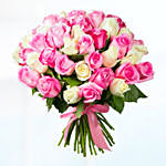 75 Pink & White Roses Bunch