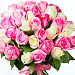 75 Pink & White Roses Bunch