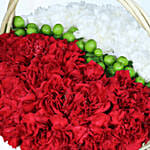 Basket Of Red & White Carnations- Deluxe