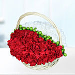 Basket Of Red & White Carnations- Premium
