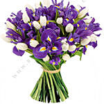 Blue Iris & White Tulips Bunch- Deluxe
