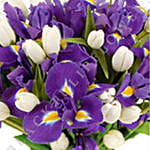 Blue Iris & White Tulips Bunch- Standard