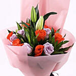 Bunch of Orange & Purple Roses- Deluxe