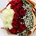 Lovely Red & White Roses Bouquet- Deluxe