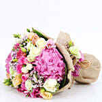 Mix Flowers Bunch With Pink Hydrangeas- Deluxe