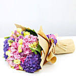 Mix Flowers Bunch With Purple Hydrangeas- Deluxe