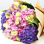 Mix Flowers Bunch With Purple Hydrangeas- Deluxe