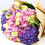 Mix Flowers Bunch With Purple Hydrangeas- Standard