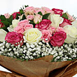 Pink & White Roses Bouquet- Deluxe