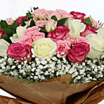 Pink & White Roses Bouquet- Premium